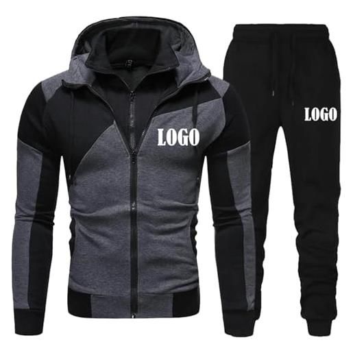 DMZAQYW set felpa con cappuccio personalizzata da uomo felpa con cappuccio e doppia cerniera tuta da ginnastica autunno/inverno set due pezzi maniche lunghe e pantaloni lunghi color2,3xl