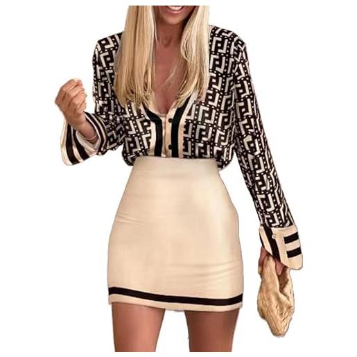 Suncolour completi con gonna floreale in 2 pezzi da donna camicie con scollo a v top mini gonne aderenti