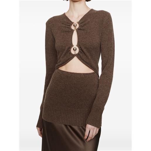 Christopher Esber abito orbit ruched monument con cut-out - marrone