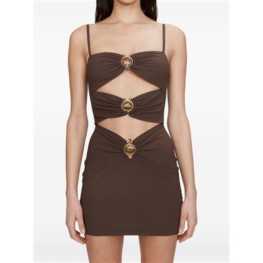 Christopher Esber abito corto con ruches - marrone