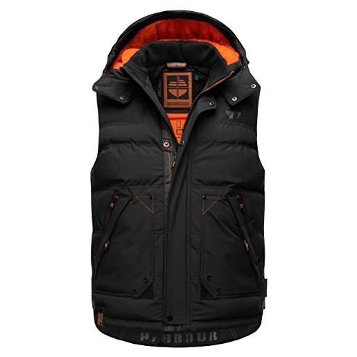 STONE HARBOUR egoor s-3xl - gilet trapuntato da uomo con cappuccio rimovibile, nero , l