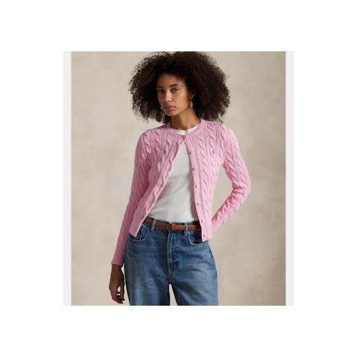 Polo Ralph Lauren per donna. 211971868010 cardigan in cotone lavorato a maglia rosa [3304949], casual