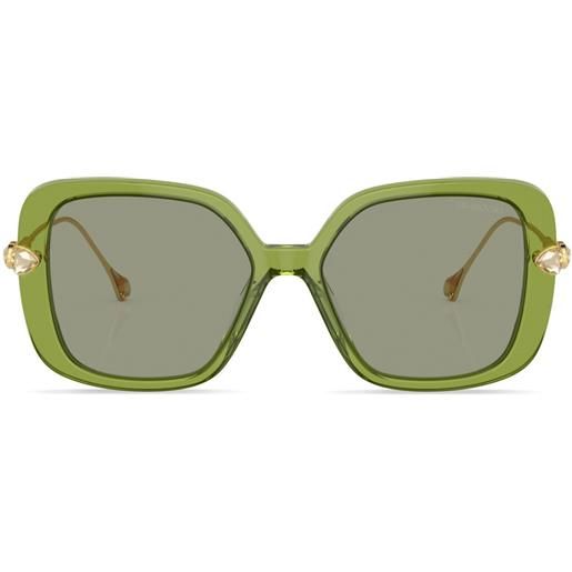 Swarovski Eyewear occhiali da sole oversize con cristalli - verde