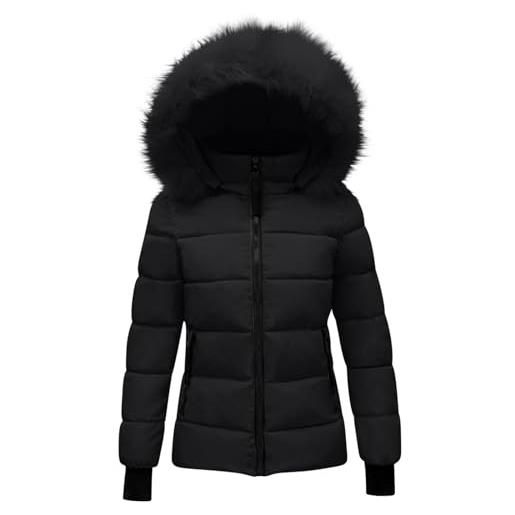 Generic parka impermeabile per ragazze in pelliccia sintetica con cappuccio lungo piumini per adolescenti bambini inverno isolato piumino outwear, bianco, 13-14 years