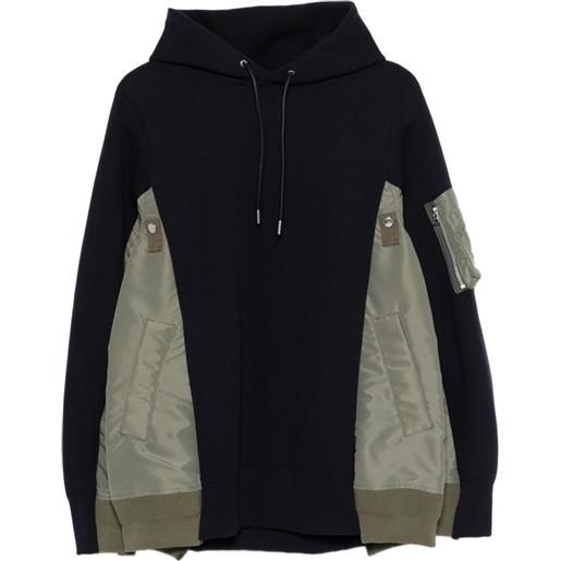 sacai felpa con cappuccio e tasca - blu