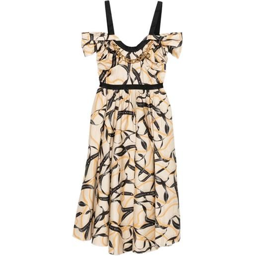 Elisabetta Franchi abito midi con stampa - toni neutri