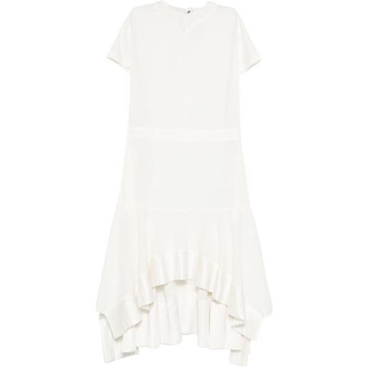 sacai abito asimmetrico con ruches - bianco