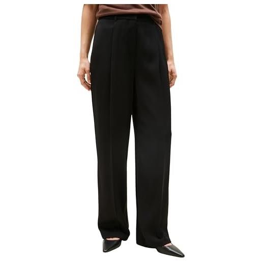 Tommy Hilfiger donna pantaloni in tessuto twill straight pants relaxed fit, nero (black), 50