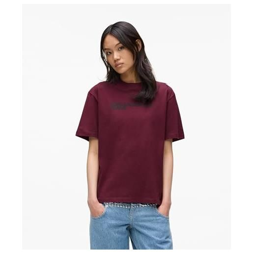 KARL LAGERFELD JEANS, donna, t-shirt essential logo a maniche corte regolari, vestibilità regolare, viola, m