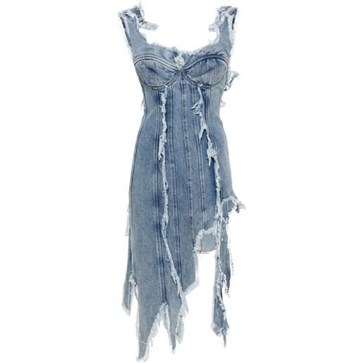 Natasha Zinko abito corto denim con effetto vissuto - blu