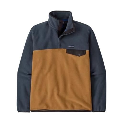 Patagonia m's lw synch snap-t deer brown pile 1/2 bottoni marr/grigio uomo