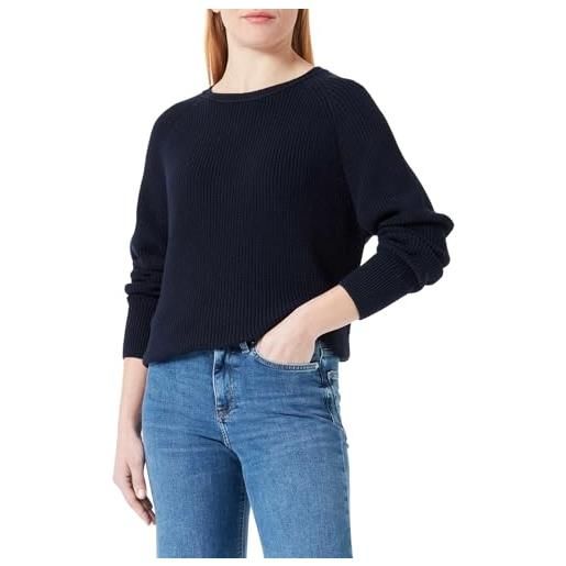 Marc O'Polo marc oߴpolo donna pullover in maglia in cotone bio con scollo rotondo, blu (night sky), l