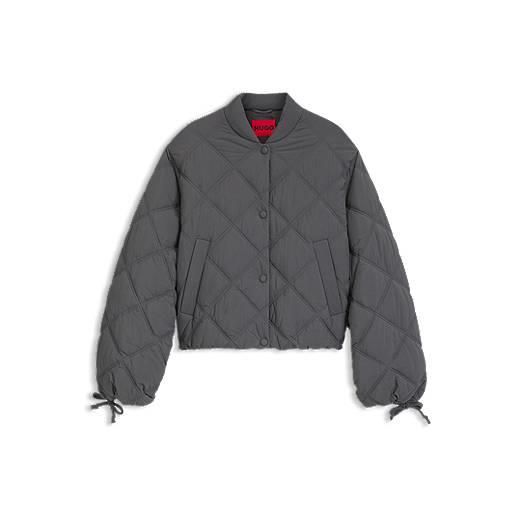 HUGO giubbotto idrorepellente con impunture a rombi, grigio scuro