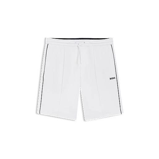 BOSS shorts in misto cotone con bordi profilati, bianco