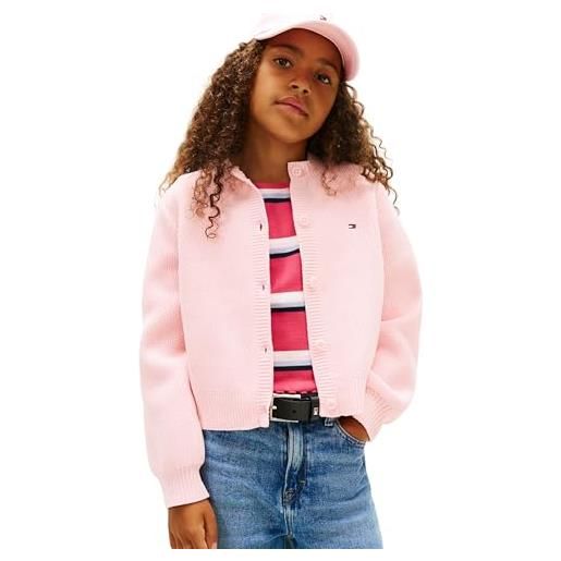 Tommy Hilfiger chenille cardigan kg0kg08953 maglione, pink (duchess pink), 12 anni bambina
