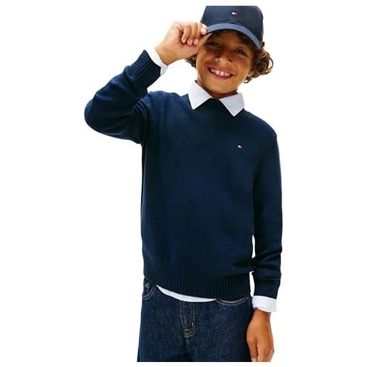 Tommy Hilfiger lambswool cn sweater kb0kb10348 altri maglioni, blue (dark night navy), 14 anni bambino