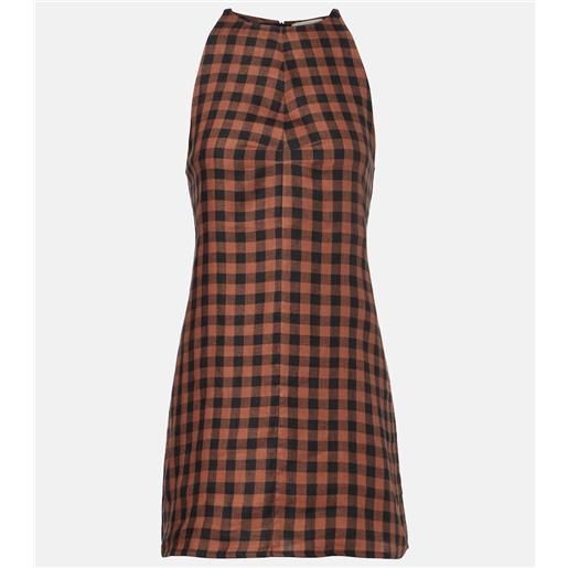 Asceno abito corto antigua in lino a quadri