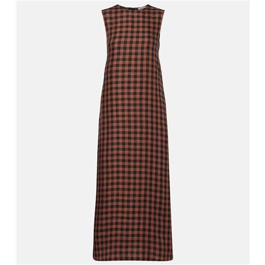 Asceno abito lungo tallin in lino a quadri