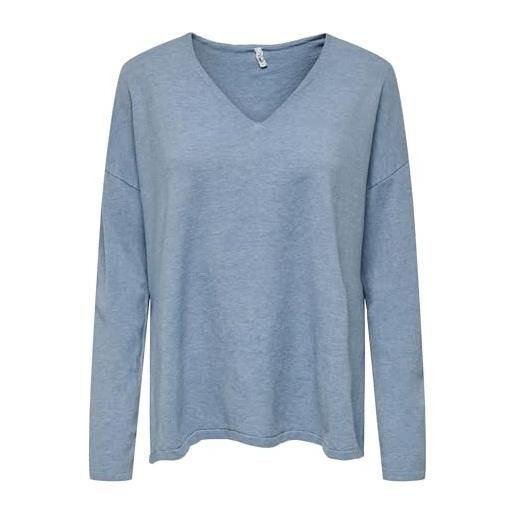 ONLY ls v-neck knt nca onlamalio life-maglia con scollo a v, windward blue, s donna