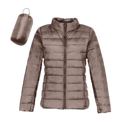 PINTUTU piumino da donna, ripiegabile, trapuntato, con cappuccio, ultra leggero, giacca invernale corta con borsa per il trasporto giacca leggera in piumino da donna