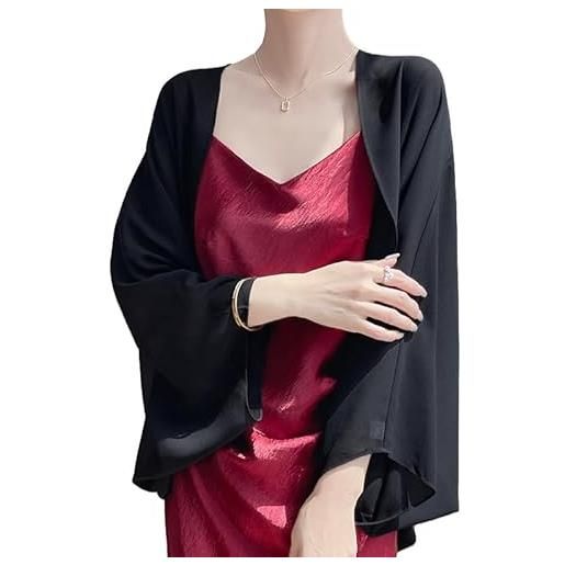 LIUYUYOUGO cardigan donna primaverile cardigan kimono in chiffon per donna top estivi maniche a pipistrello bolero scialle mantelle aperto sul davanti trasparente camicette ampie eleganti leggere sv