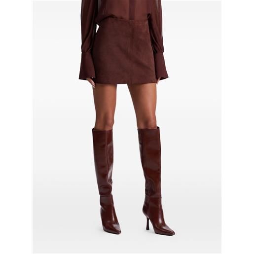alice + olivia riley suede mini skirt - marrone
