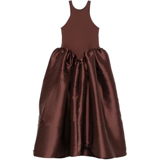 Marques'Almeida abito midi con gonna in raso - marrone
