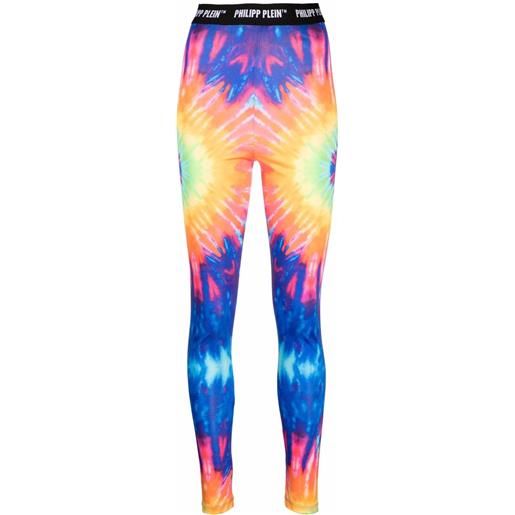 Philipp Plein leggings con fantasia tie dye - blu