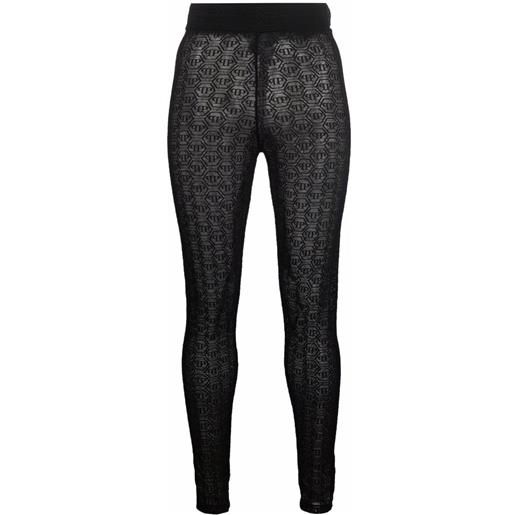 Philipp Plein leggings con monogramma - nero