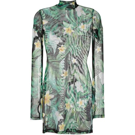 Philipp Plein abito corto a maniche lungo con stampa grafica - verde