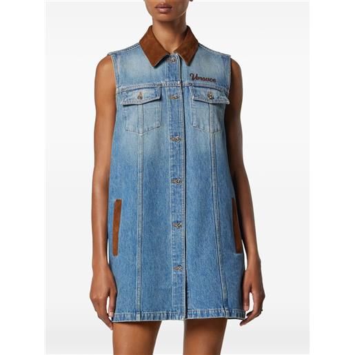 Versace abito corto smanicato - blu