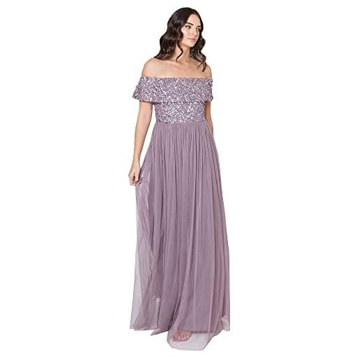 Maya Deluxe maxi abito maya bardot vestito per damigella d'onore, marina militare, 54 donna