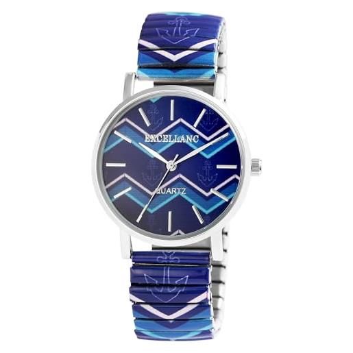 Excellanc Orologio Da Donna Al Quarzo – Quadrante Blu Con Dettagli Oro Rosa, Cinturino In Metallo Acciaio