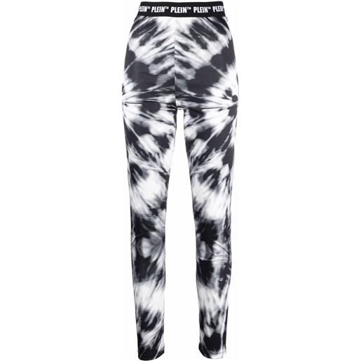 Philipp Plein shorts da ciclismo con fantasia tie dye - nero