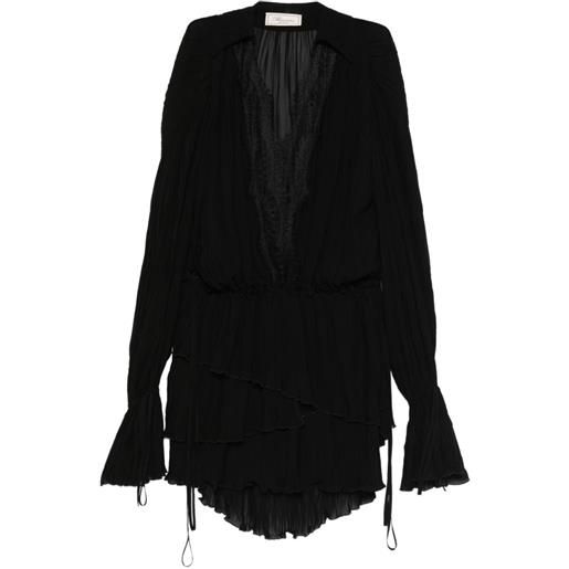 Blumarine abito corto con rifinitura in pizzo - nero