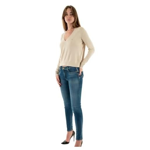 Tommy Jeans tjw essential vneck sweater ext dw0dw17251 maglioni, beige (newsprint), xl donna