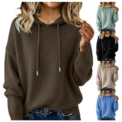 Generic maglioni da donna in cashmere con cappuccio a maniche lunghe leggero e morbido pullover lavorato a maglia maglione autunno vestiti top, marina militare, xxl