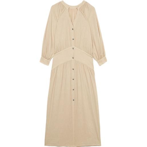 Fortela abito lungo violet con colletto alla coreana - toni neutri