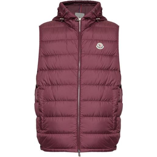 Moncler gilet trapuntato con cappuccio - rosso