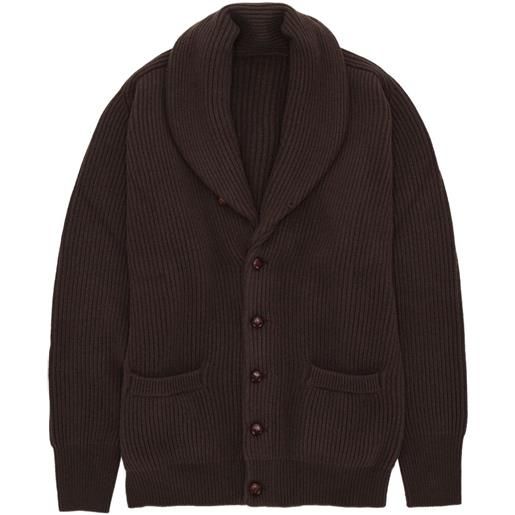 Fortela cardigan stoke con scollo a scialle - marrone