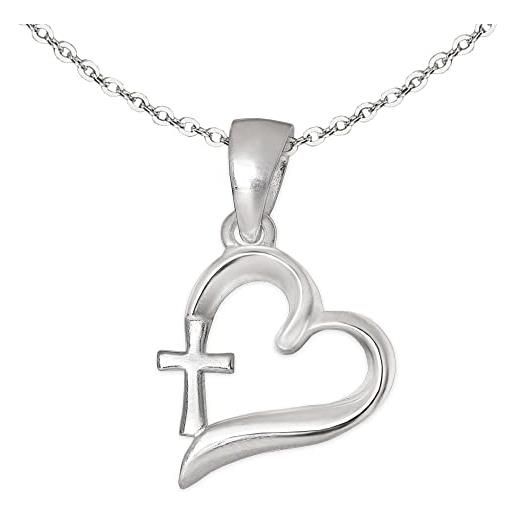 Collana Bambino Con Ciondolo Croce In Argento Sterling 925 – Regalo Per Battesimo E Comunione, Catena Regolabile 42-45 Cm