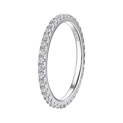 Suplight fedina donna argento 925 anello a fascia argento con brillantini zirconi fedina fidanzamento coppia anello di matrimonio matrimonio misura 12