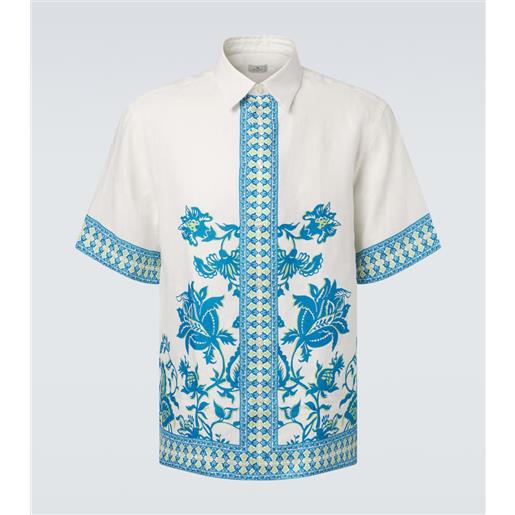 Etro camicia in lino con stampa floreale
