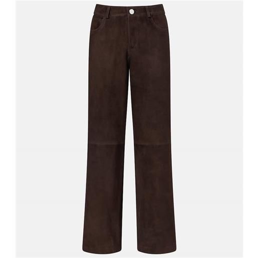 Nour Hammour pantaloni milo in suede a gamba larga