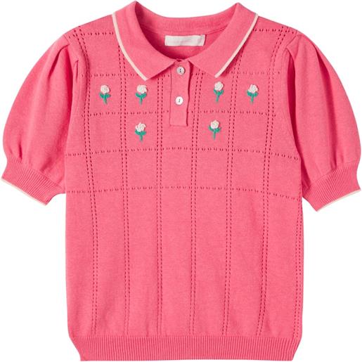 C'era Una Volta polo con ricamo floreale