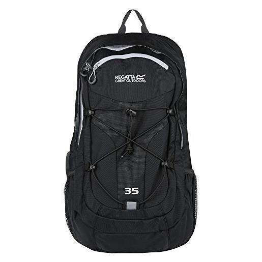 Regatta atholl ii - zaino da viaggio da uomo, imbottito, confortevole e resistente, nero & acciaio chiaro, 35l
