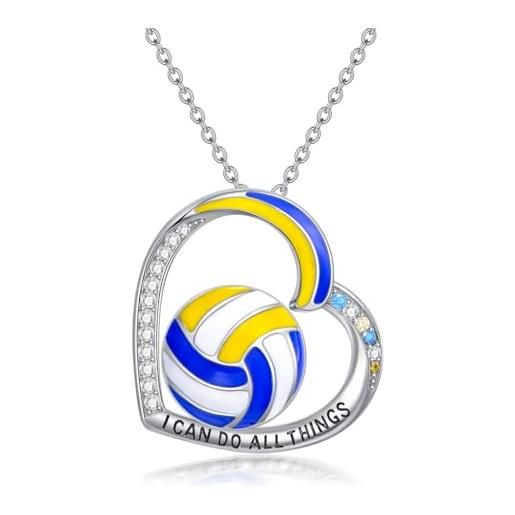 Collana Pallavolo Argento Sterling 925 - Ciondolo Volley Per Donne
