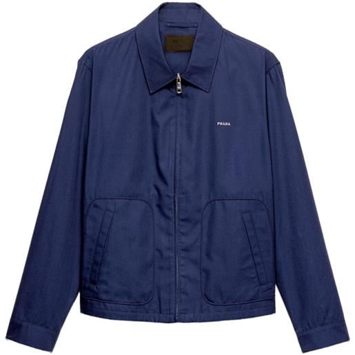 Prada giacca con zip e logo - blu