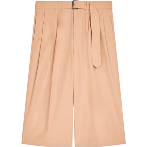 DRIES VAN NOTEN shorts in popeline di cotone con cintura - arancione