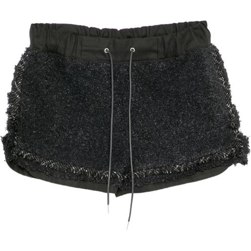 sacai shorts in tweed - nero